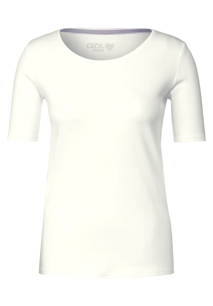 - dam bomull Benvit style – t-shirt white Cecil ekologisk vanilla Linda