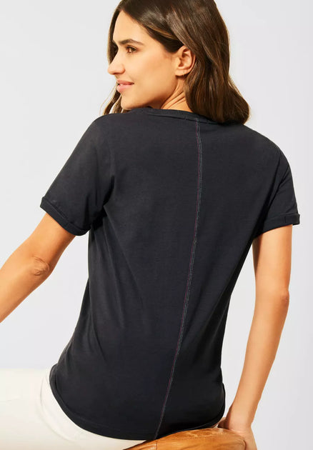 tryck - Hola carbon med - t-shirt 100% Amor grey - bomull – Cecil - Grå