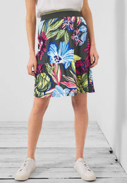 Cecil - Khakigrön blommig kjol