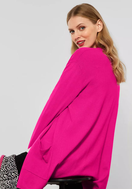 Street One basic cardigan med – fickor - kofta lavish pink Cerise
