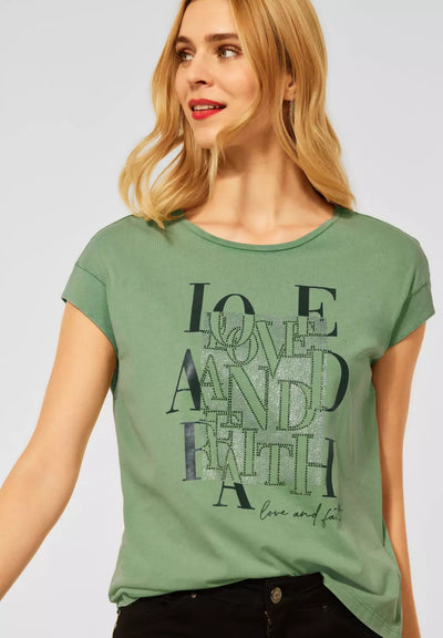 Street One - Grön t-shirt Love and Faith