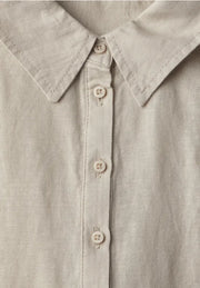 Street One - Beige kortärmad blus i linnemix