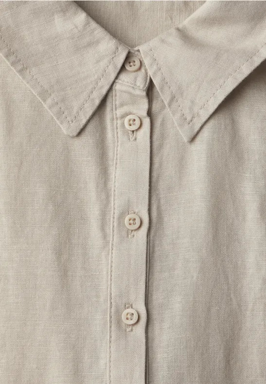 Street One - Beige kortärmad blus i linnemix