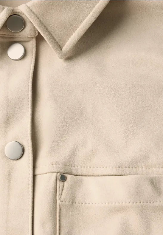 Street One - Beige skjorta i mocka-look