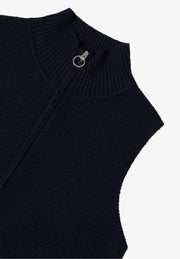 Cecil - Mörkblå stickad väst med dragkedja
