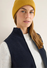 Cecil - Mörkblå stickad väst med dragkedja