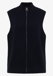 Cecil - Mörkblå stickad väst med dragkedja