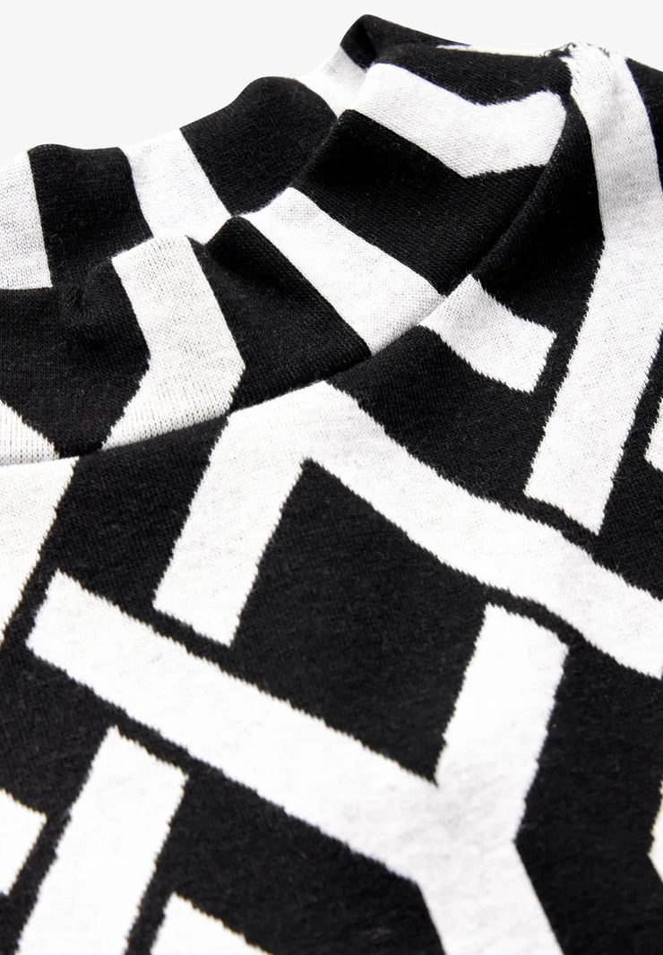 Street One - Svartvit jacquardklänning