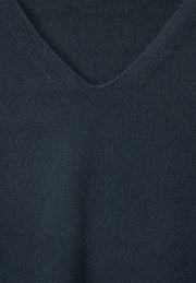 Street One - Mörkgrön V-ringad stickad tröja