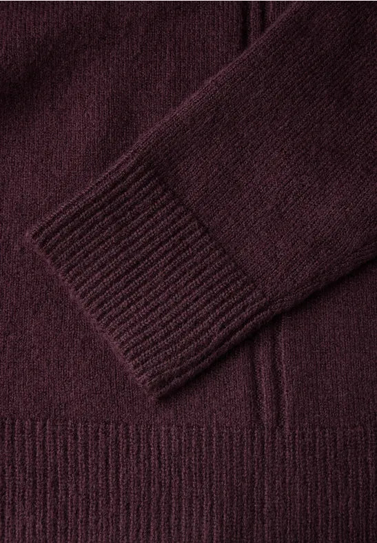 Street One - Vinröd stickad polotröja