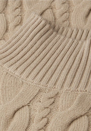 Street One - Beige kabelstickad polotröja