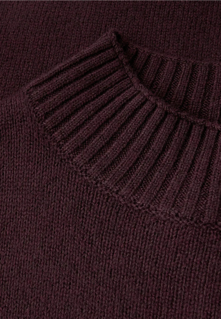 Street One - Vinröd stickad polotröja