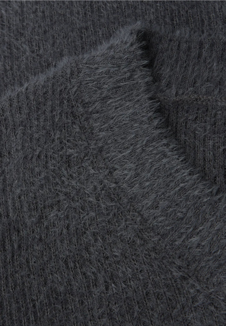 Street One - Mörkgrå V-ringad fjädergarnströja