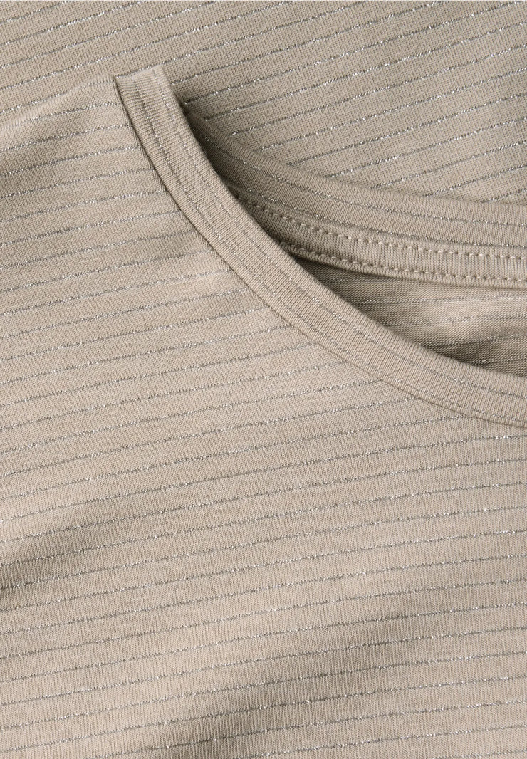 Street One - Beige silverrandig topp