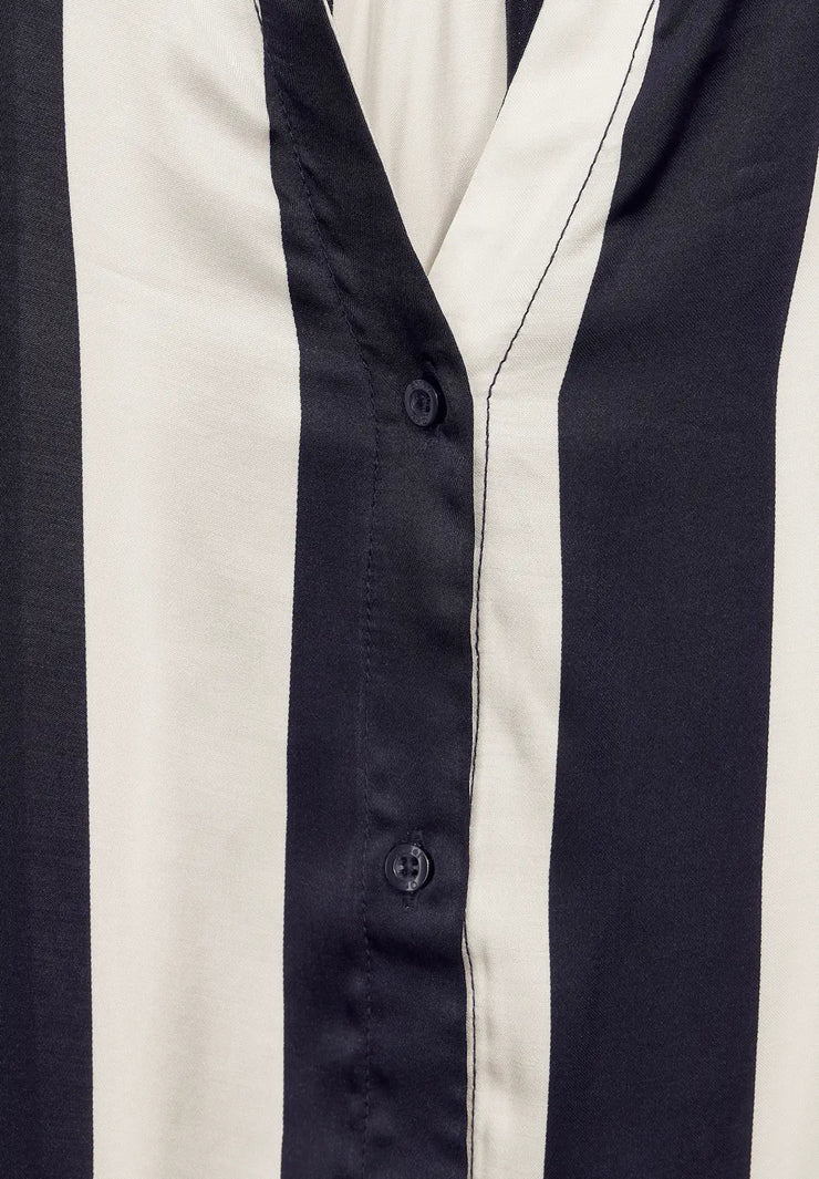 Street One - Randig blus i siden-look