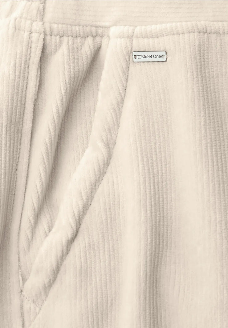 Street One - Beige byxa i manchesterjersey