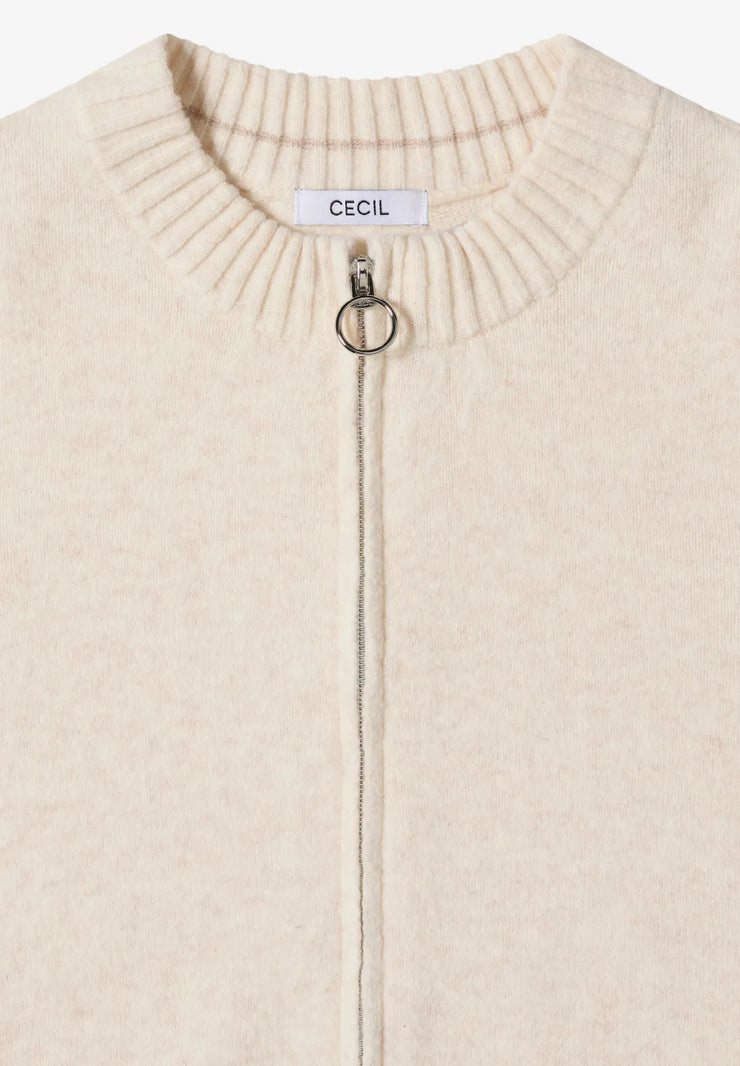 Cecil - Beige kofta med dragkedja