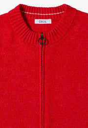 Cecil - Röd kofta med dragkedja