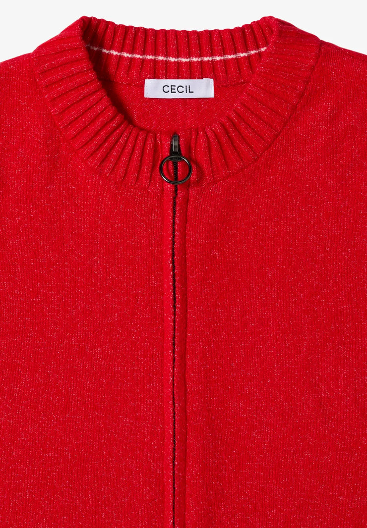 Cecil - Röd kofta med dragkedja