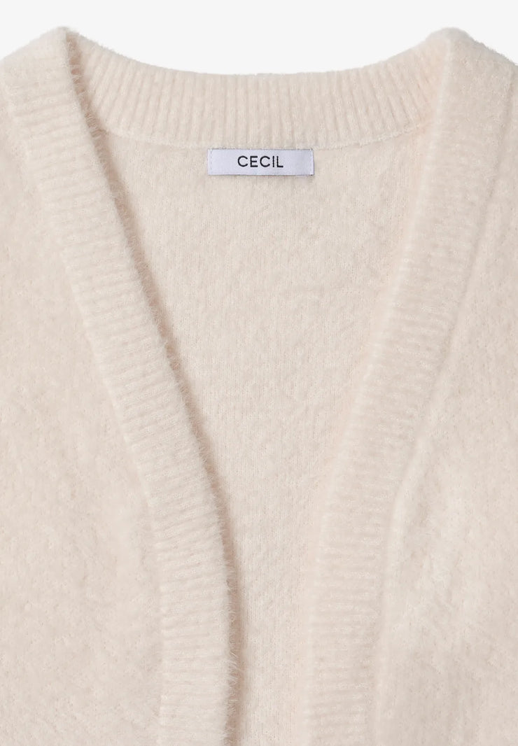 Cecil - Cremevit väst i fjädergarn
