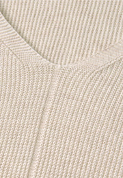 Cecil - Beige v-ringad stickad tröja
