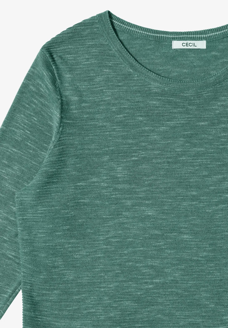 Cecil - Grön ribbstickad tröja