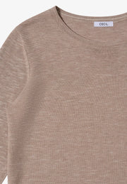 Cecil - Beige ribbstickad tröja