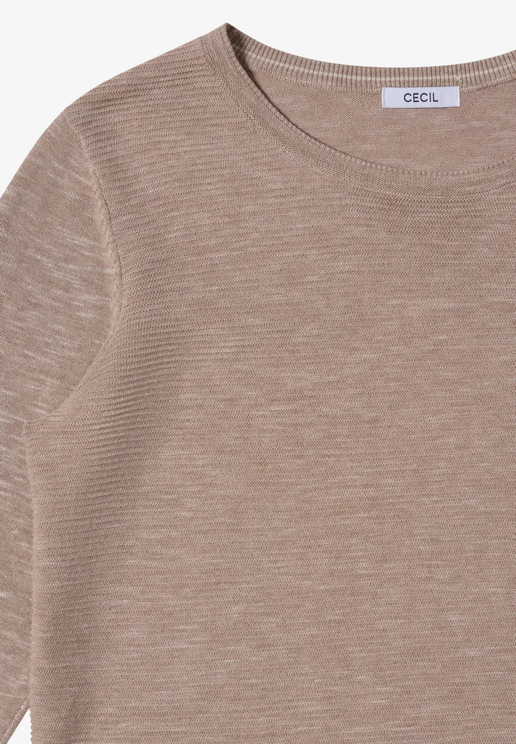 Cecil - Beige ribbstickad tröja