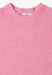 Cecil - Rosa ribbstickad tröja