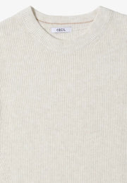 Cecil - Vit ribbstickad tröja