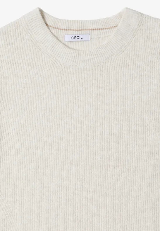Cecil - Vit ribbstickad tröja
