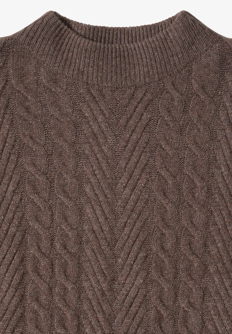 Cecil - Brun kabelstickad tröja