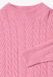 Cecil - Rosa kabelstickad tröja