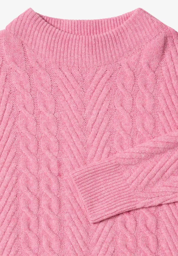 Cecil - Rosa kabelstickad tröja