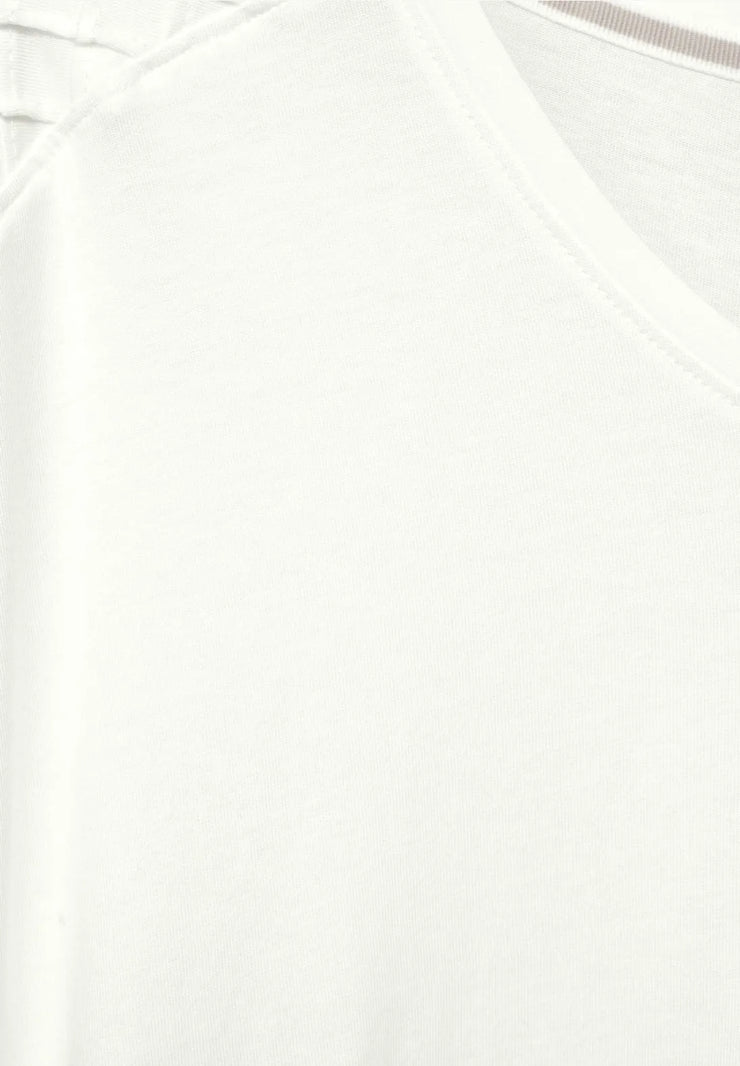 Cecil - Off white t-shirt med resårfåll