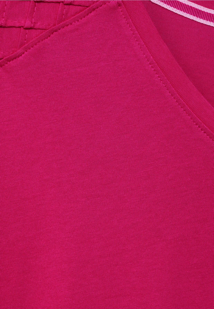 Cecil - Hallonröd t-shirt med resårfåll
