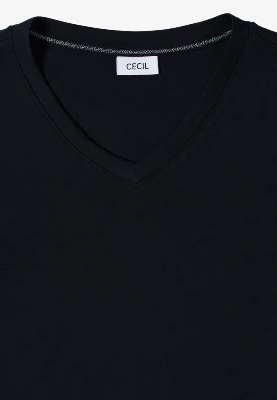 Cecil - Mörkblå t-shirt eko bomull