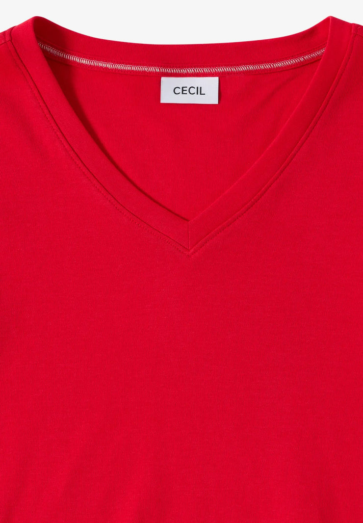 Cecil - Röd t-shirt eko bomull