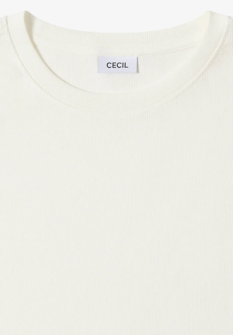 Cecil - Vit ribbad bastopp eko bomull