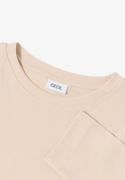 Cecil - Beige ribbad bastopp eko bomull