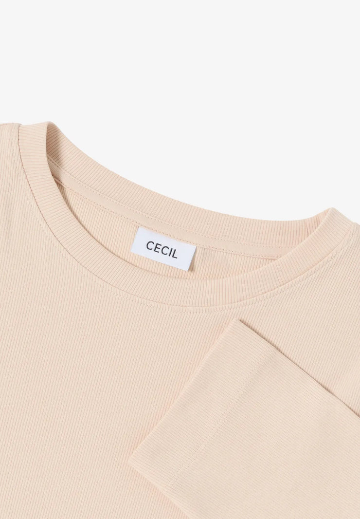 Cecil - Beige ribbad bastopp eko bomull