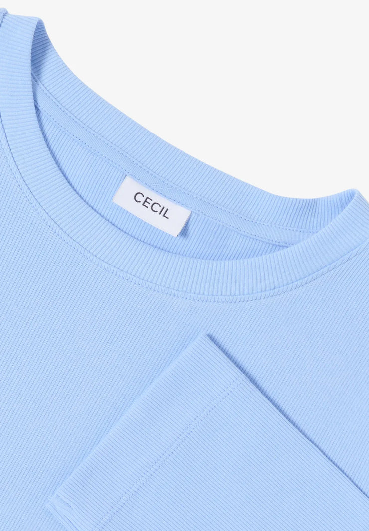 Cecil - Ljusblå ribbad bastopp eko bomull