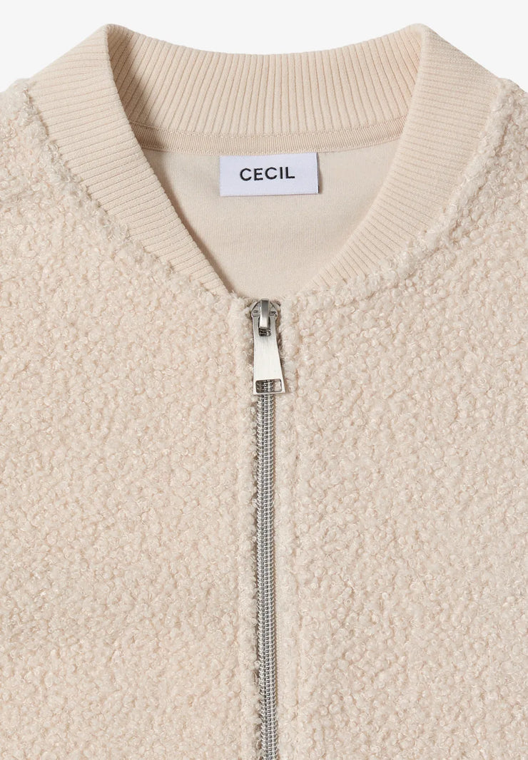 Cecil - Kort beige teddyjacka