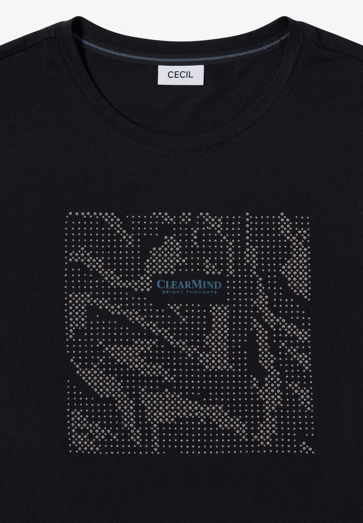 Cecil - Mörkblå topp med slipade stenar