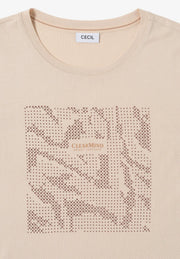 Cecil - Beige topp med slipade stenar