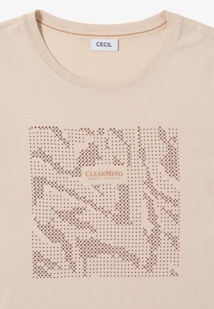 Cecil - Beige topp med slipade stenar