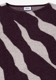 Cecil - Vinröd mönstrad fjädergarnströja