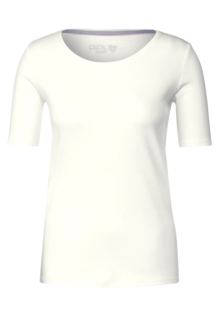 Cecil - Off white t-shirt eko bomull