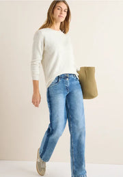 Cecil - Vit ribbstickad tröja