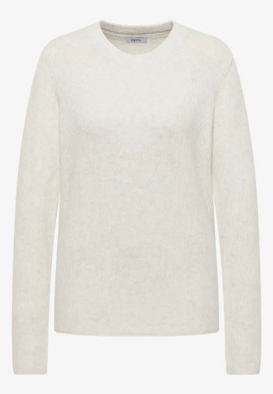 Cecil - Vit ribbstickad tröja